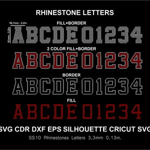 Strass Schrift Buchstaben College Sport 2 Farbe Alphabet Strass Schrift Silhouette Cricut SVG Dxf Png Schneiden Digitale Datei SS10 Strass