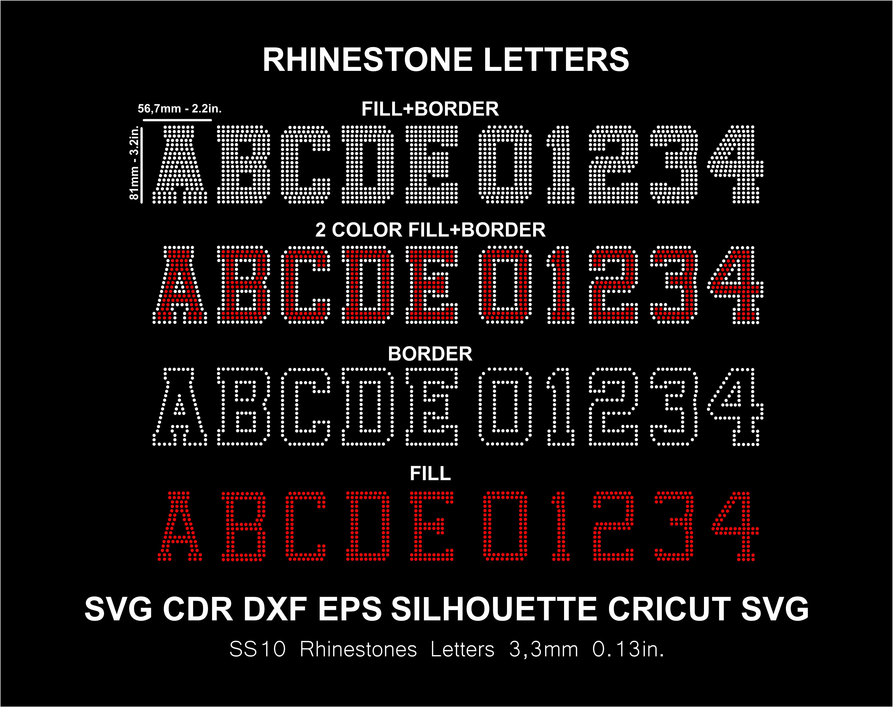 Rhinestone Letters Font Alphabet Single Line Arial Silhouette Cricut Svg  Dxf Cut Template Download Cutting Digital File SS10 Font
