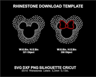 Rhinestone Mickey SVG Silhouette Cricut Cameo Cut Rhinestone Template Mickey Download Digital File SS10