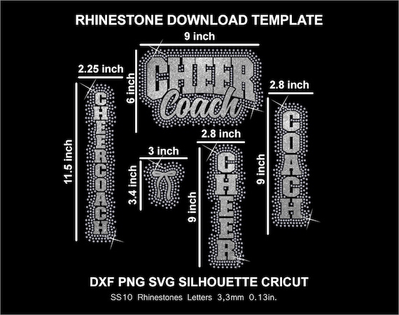 Cheer Coach Vertical Rhinestone and Htv Vinyl Template Silhouette Cricut Svg Png Dxf Cutting Download Digital File SS10 DTF & HTV Sweatshirt