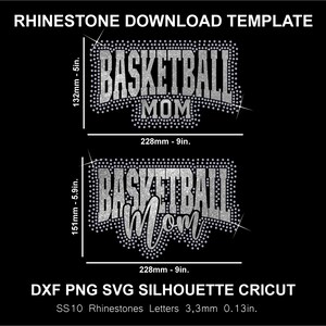 Basketball Mom Rhinestone and Htv Vinyl Template  Silhouette Cricut Svg Png Dxf Cutting Download Digital File SS10 DTF & HTV