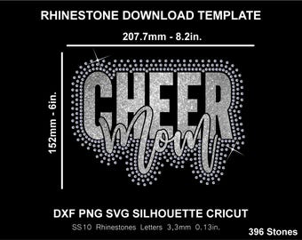 Cheer Mom Rhinestone and Htv Vinyl Template  Silhouette Cricut Svg Png Cutting Cheerleading Sweatshirt Download Digital File SS10 DTF & HTV