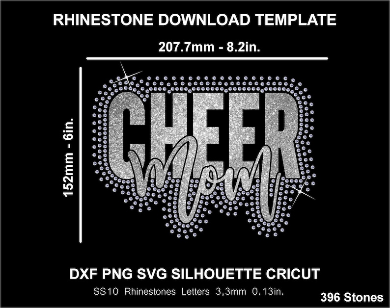 Cheer Mom Rhinestone and Htv Vinyl Template Silhouette Cricut Svg Png Cutting Cheerleading Sweatshirt Download Digital File SS10 DTF & HTV image 1