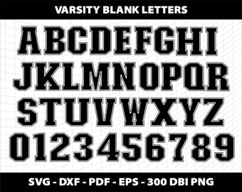 Varsity Blank Transparent Letters Sports Font Alphabet Sublimation Svg Template Download Digital File