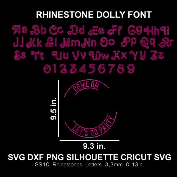 Rhinestone Dolly Font Cliparts Letters Alphabet Silhouette Cricut Svg Come On Barbi Lets Go Party Cut Template Download Digital File SS10