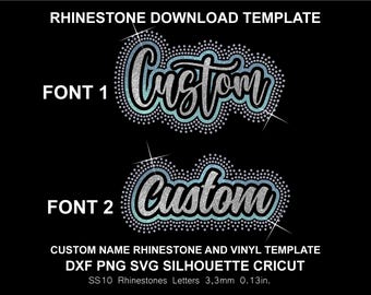 Custom Rhinestone & Vinyl HTV DTF Two Layers Add Your Text Name Words Svg Dxf Png Cricut Silhouette Template Download Digital File SS10