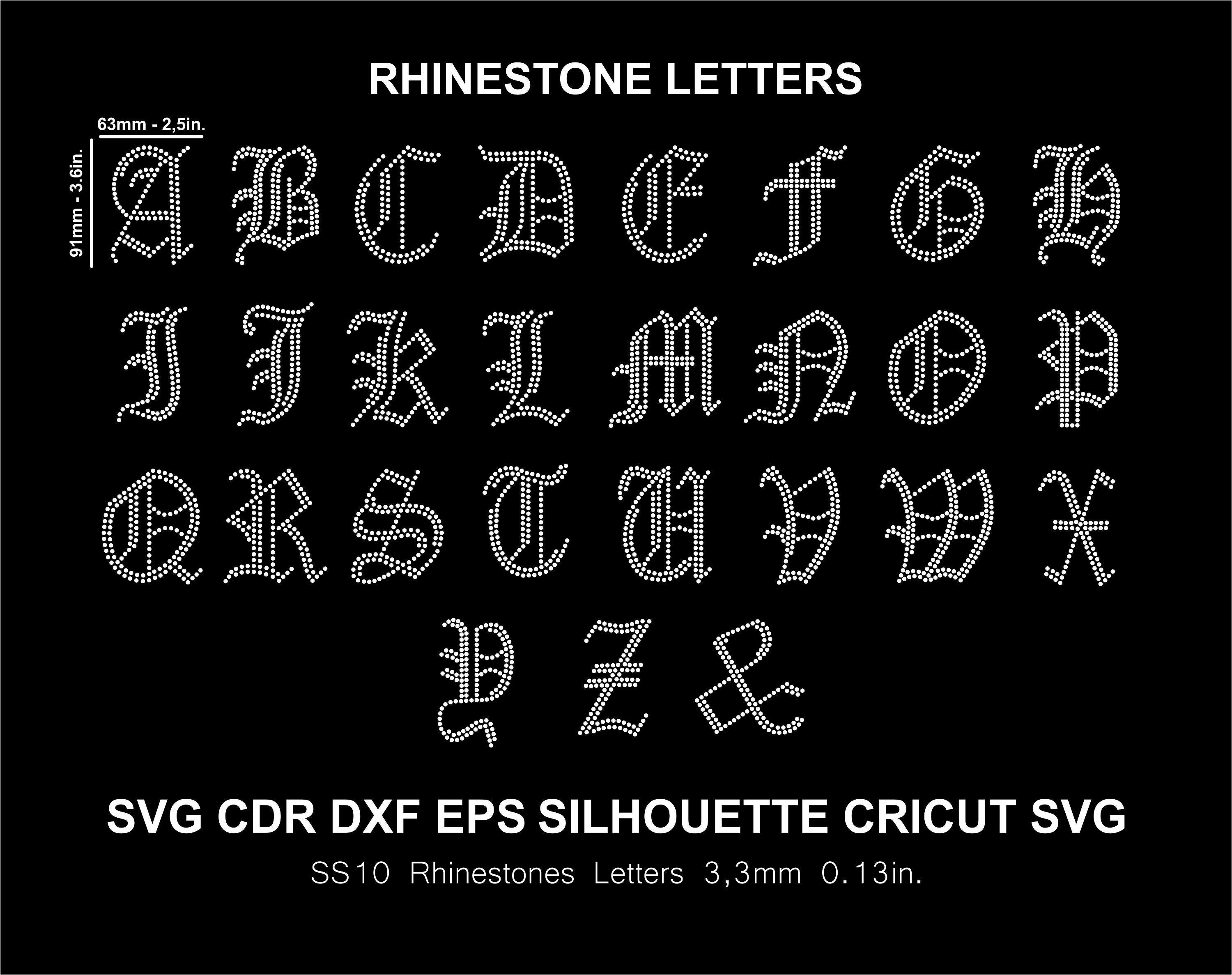 Rhinestone Letters Font Alphabet Single Line Silhouette Cricut Svg Dxf Cut  Template Download Cutting Digital File SS10 Font