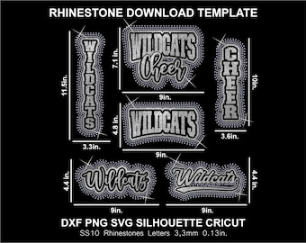 Wildcats Rhinestone and Htv Vinyl Template Team Silhouette Cricut Svg Cutting Download Digital File SS10 Football DTF Baseball Arizona Shirt