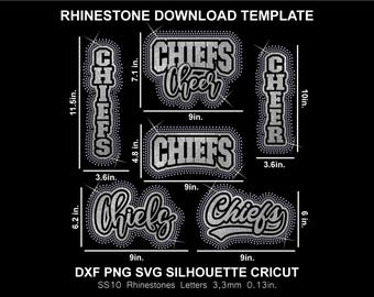Chiefs Rhinestone and Htv Vinyl Template Team Mascot Silhouette Cricut Svg Cutting Download Digital File SS10 Football Kansas City T-shirt