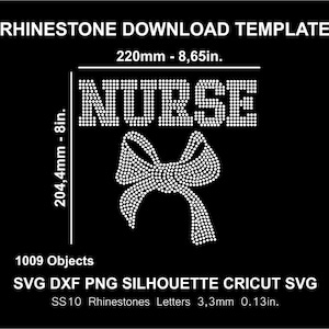Rhinestone Nurse Bow Silhouette Cricut Svg Dxf Png Cut Pattern Template Download Digital File SS10