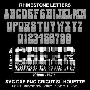 Rhinestone Font Letters Alphabet College Cheer Scatter Dispersion Silhouette Cricut Svg Png Dxf Cutting Template Download Digital File SS10