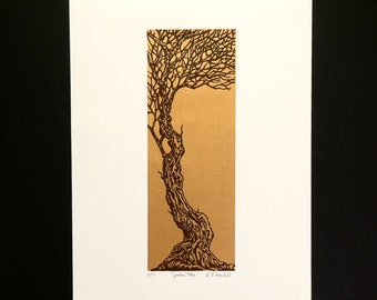 Dartmoor Tree Wall Art Gnarled Tree Lino Print Enchanted Forest Wall Decor Nature Inspired Wall Art Gift for Tree Lover Fairytale Lover Gift