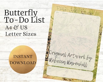 Butterfly To Do List Instant Download Boho Checklist Mandala Weekly Planner Botanical Task List Cottagecore Daily Organiser A4 And US Letter