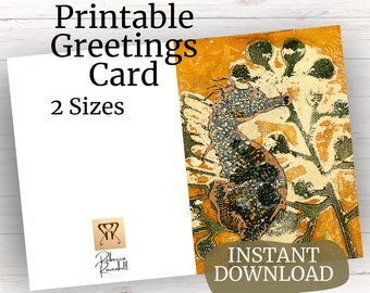 Seepferdchen Sofort Download Grußkarte Druckbare Karte Seepferdchen Karte für Meeresliebhaber Seepferdchen besondere Anlass Karte zum Geburtstag