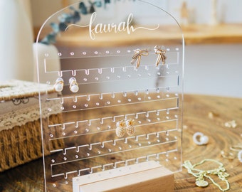 Personalized Jewelry Display, Jewelry Stand, Girls Room Decor, Earring Holder, Acrylic Jewelry Stand, Jewelry Organizer, Earrings Stand