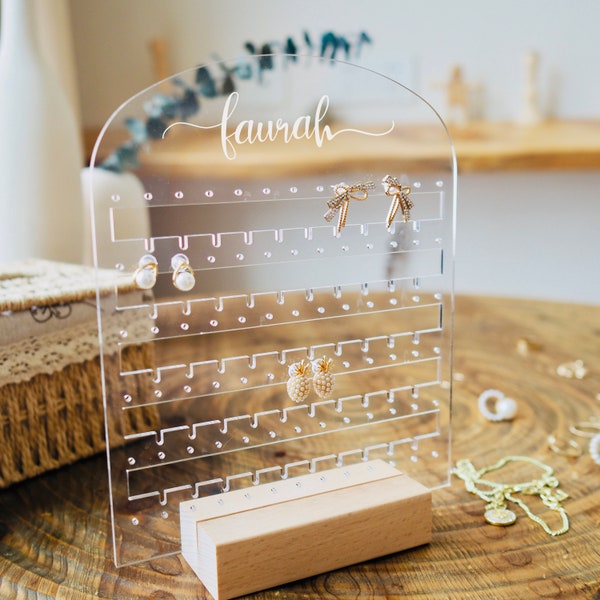 Personalized Jewelry Display, Jewelry Stand, Girls Room Decor, Earring Holder, Acrylic Jewelry Stand, Jewelry Organizer, Earrings Stand