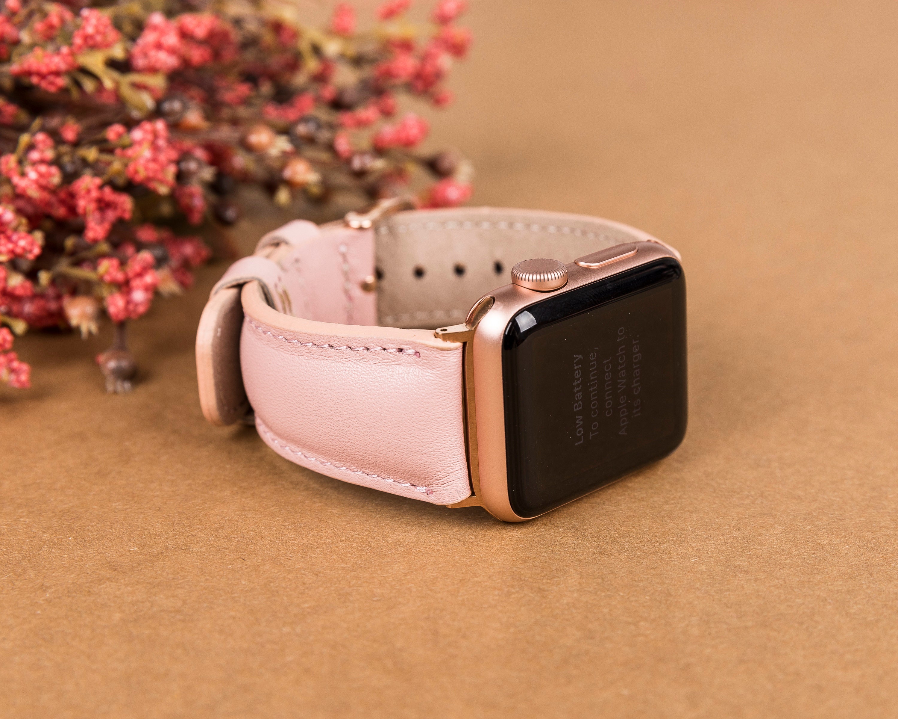 Pink Leder Apple Watch Band 38mm 40mm 42mm 44mm Damen ...