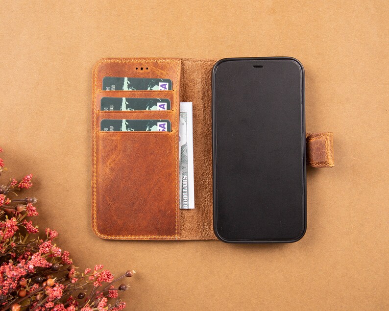 Light Brown Leather iPhone 11 Series Magnetic Detachable Wallet Case whit Card Slots iPhone 11 Pro Pro Max Protective Back Cover Cases