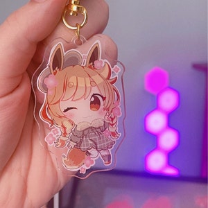 Custom Logo Acrylic Keychain Cartoon Pendant Photo Flash Transparent Charm Printing Personality Holographic Anime Key Chains