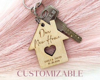 Set of 2 Personalized First Home Keychain, Custom Engraved Keychain,  New Home Keychain, Personalized Housewarming Gift, Real Estate Gift