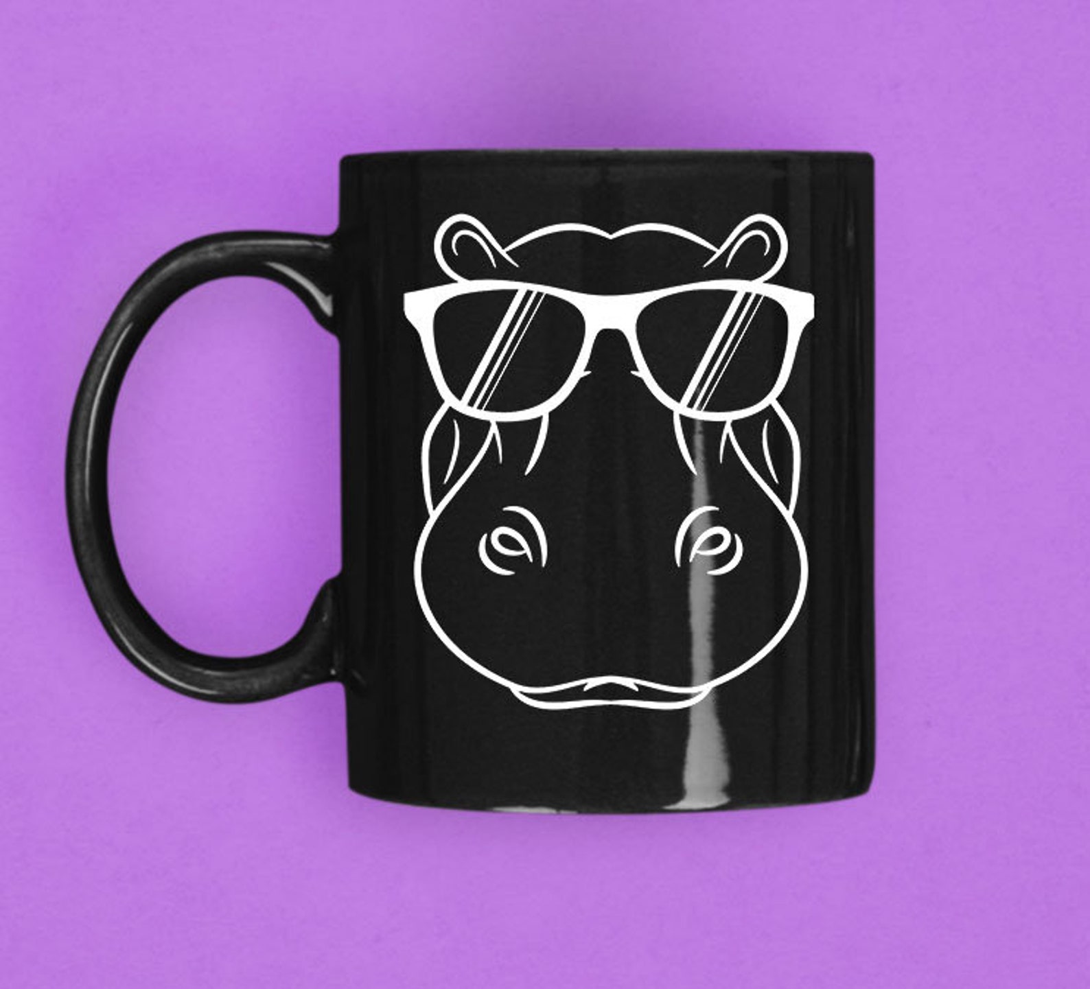 Cool Hippo Design Cute Hippopotamus W Sunglass mug Etsy