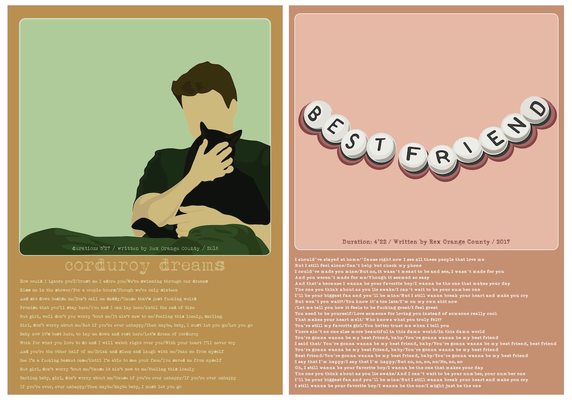 Rex Orange County Lyric Poster Etsy