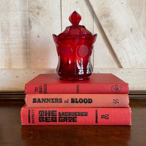 VINTAGE Red and Black Book Bundle AS PICTURED, Real Books for Decorating