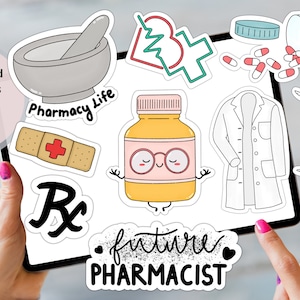 Pharmacy DIGITAL STICKERS Set for digital planner, Precropped GoodNotes,PNG files, medical pharmacist stickers