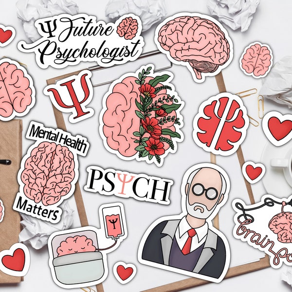 Psychology Printed STICKERS Set, psychology student stickers, Bullet Journal / Planner Stickers, mental health, waterproof