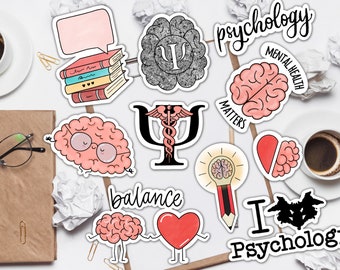 Psychology Printed STICKERS Set, psychology student stickers, Bullet Journal / Planner Stickers, mental health, waterproof