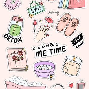 Self Care DIGITAL STICKERS for Digital Planner, Precropped Goodnotes ...