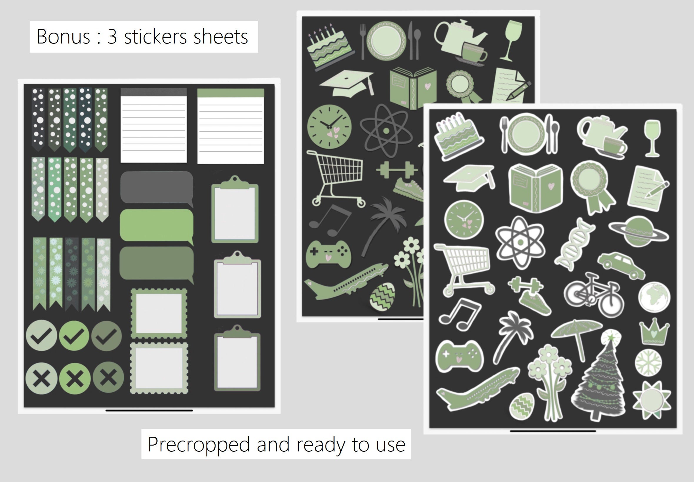 Mint Green Weekly Digital Planner with ideas sheets goals and Etsy