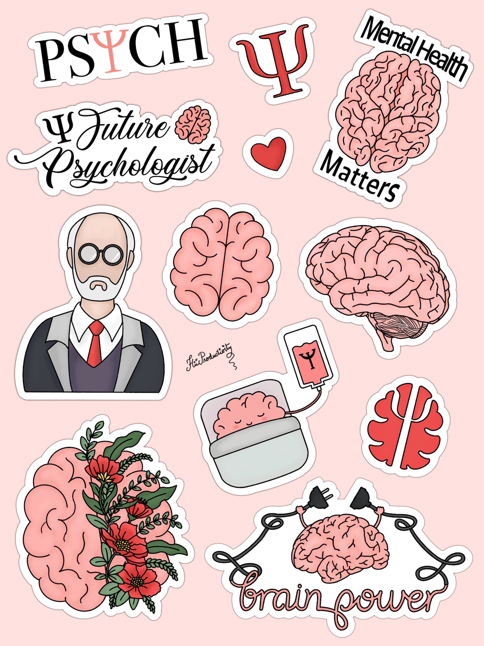 Psychology DIGITAL STICKERS for Digital Planner, Pre-cropped Goodnotes