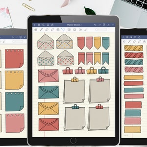 DIGITAL STICKERS for digital planner / Precropped GoodNotes and individual PNG files / Boho Colorful sticky notes accessories for planning