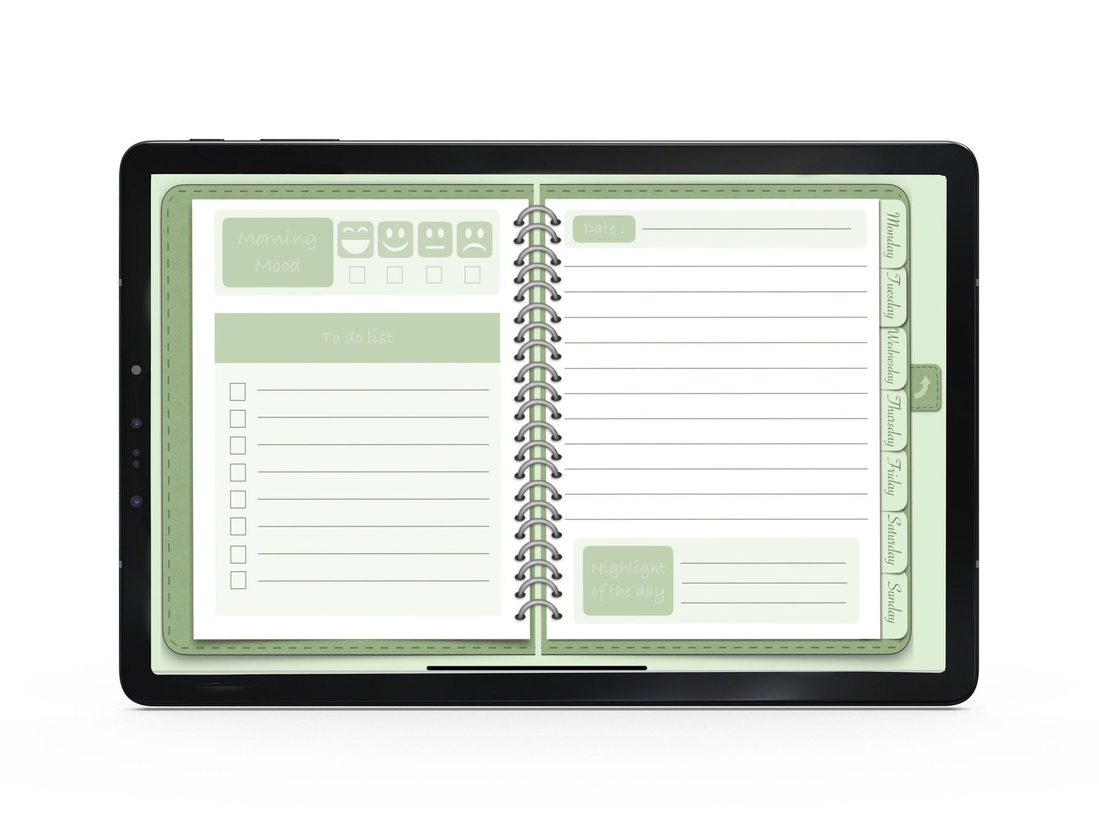 Mint Green Weekly Digital Planner with ideas sheets goals and Etsy