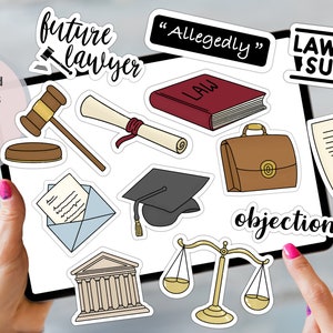 Lawyer DIGITAL STICKERS for digital planner and printing, Precropped GoodNotes, PNG files, law student/ law school printable stickers