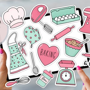 Baking printable DIGITAL STICKERS Set for digital planner & printing, Precropped GoodNotes, PNG, bakery, cooking, kitchen goods, baking