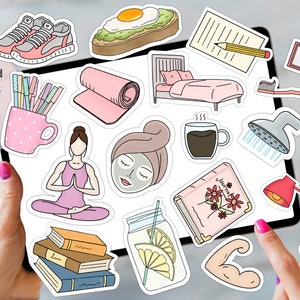 Morning Routine DIGITAL STICKERS for Digital Planner, Precropped ...