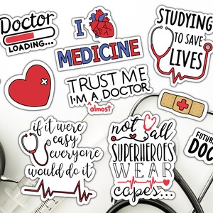 Set medisch bedrukte STICKERS, citaten, stickers med school, stickers Bullet Journal/planner, stickers voor geneeskundestudenten, waterdicht