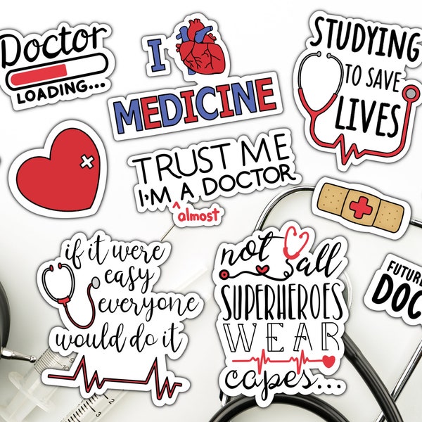 Medical Printed STICKERS Set, quotes, med school stickers, Bullet Journal /planner Stickers, stickers for medicine students, waterproof