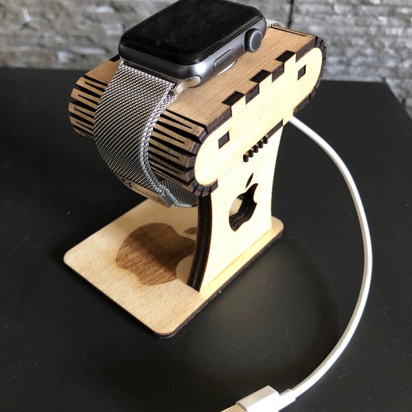 Stand for Apple watch, Apple watch charging, charging station, charger digital file SVG, DXF, laser cut, wood