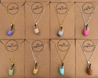 Bubble Tea Necklaces, Boba Tea Charm Pendant Necklace, 12 Colours, Novelty Chains, First Necklace, Gift For Her, For BFF, Novelty Chains