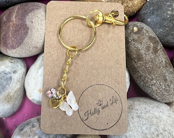 Personalized Butterfly Keychain: Initial & Birthstone Charm