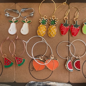 Fruits Clip On / Hoop Earrings, First Earring Hooks, Fruit Hoops, Food Clip On, Fruit Clip Ons,  fruits Hoops, Fruit Clip Ons
