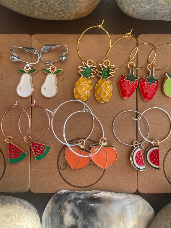 Fruits Clip on Hoop Earrings First Earring Hooks Fruit Hoops Food Clip On Fruit Clip Ons Fruits Hoops Fruit Clip Ons Etsy Canada
