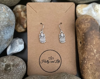 Owl Earrings: Novelty Animal Bird Hooks