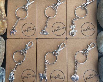Personalized Animal Charm Keyring: Dog & Cat Keychain