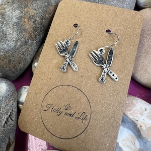 Cutlery Earrings, Knife & Fork Personalised Hooks, Eating Hoops, Fork Earring, Dinner Earrings, Food Earring Hooks, Foody Clip Ons, Eating