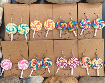 Lollipop Style Novelty Earrings, Personalise Earrings Your Way, Lolly, Jewellery, Lollie Earrings. Candy Earrings, Lollipop Hoops, Gifts For