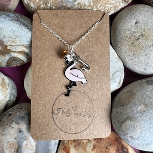 Flamingo Anhänger: Personalisierte Initial & Geburtsstein Anhänger